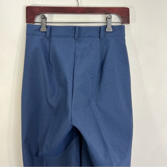 Vintage 80s 90s minimalist blue pleated straight leg old money trousers 8 - Picture 7 of 13